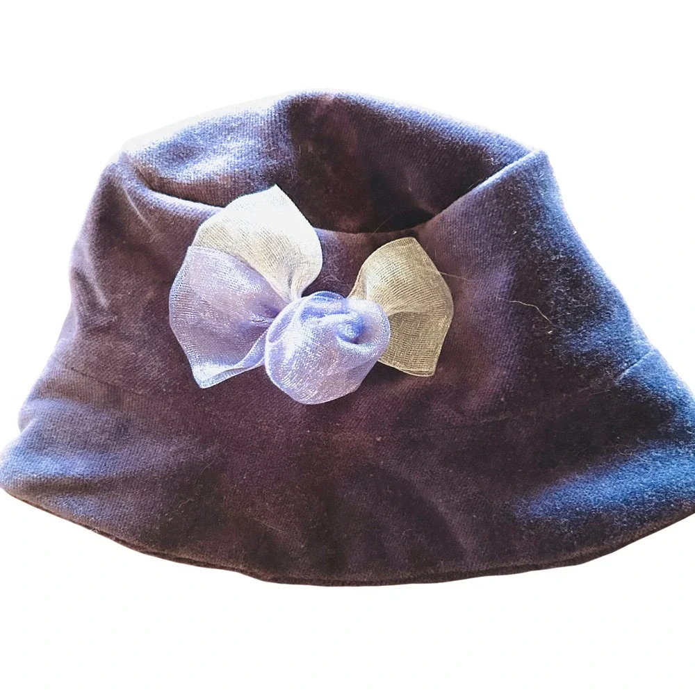 American Girl Bucket Hat Velvet OS Purple Excellent Vintage Style Coquette
